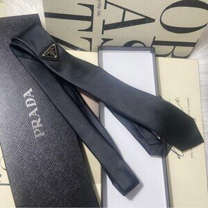 Prada Black Tie Luxurious Silk Accessory